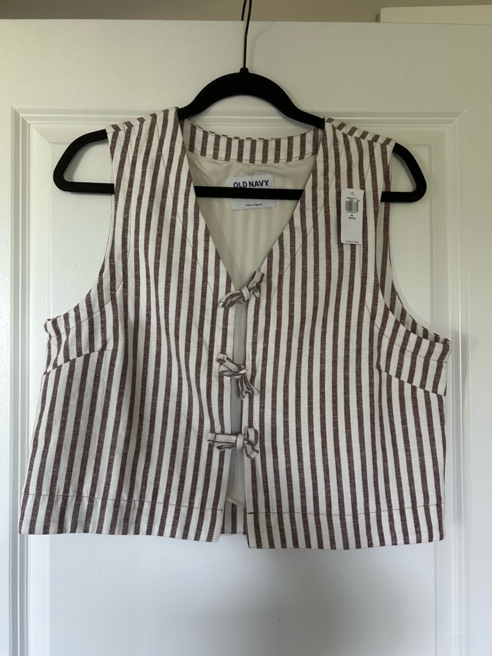 Old Navy Brown and White Striped Tie-Front Tank Vest